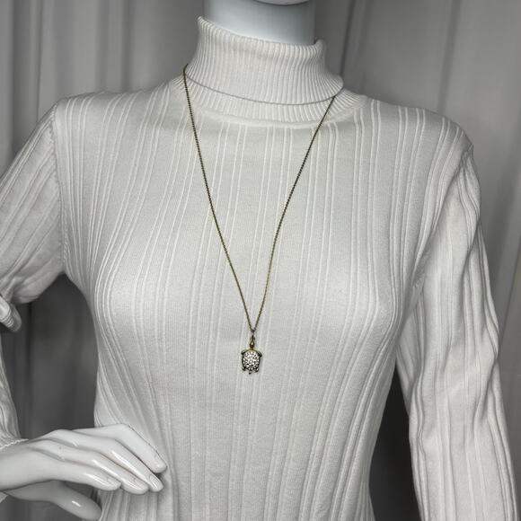 J.Crew J Crew pendant gold tone necklace burnished TURTLE signed costume jewelry - Picture 1 of 12